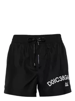 Плавки-шорты с кулиской и логотипом DOLCE & GABBANA, черный