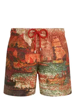 Плавки-шорты с кулиской и принтом Vilebrequin, красный