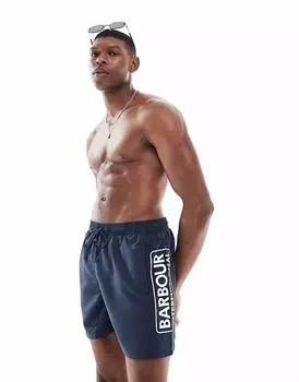 Плавки-шорты с логотипом Barbour International темно-синего цвета