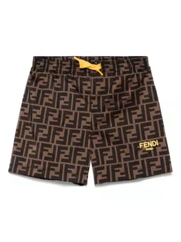 Плавки-шорты с логотипом FF Fendi Kids, коричневый