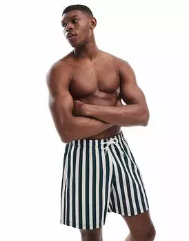 Плавки-шорты с логотипом Hollister в зеленую полоску