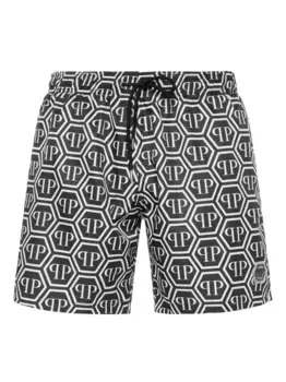 Плавки-шорты с монограммой Philipp Plein, черный