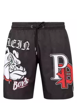 Плавки-шорты с принтом Bulldogs Philipp Plein, черный