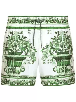 Плавки-шорты с принтом Majolica DOLCE & GABBANA, белый