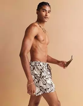 Плавки-шорты с принтом пальм South Beach коричневого цвета