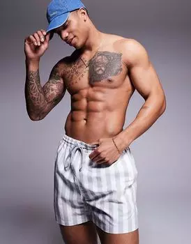 Плавки-шорты South Beach с контрастными полосками светло-серого цвета