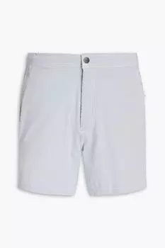 Плавки-шорты средней длины из эластичной хлопчатобумажной ткани в полоску ONIA, нави