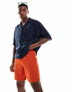 Плавки-шорты Superdry Premium длиной 17 дюймов с вышивкой из денима цвета ржавчины и оранжевого цвета