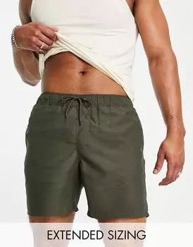 Плавки средней длины цвета хаки ASOS DESIGN