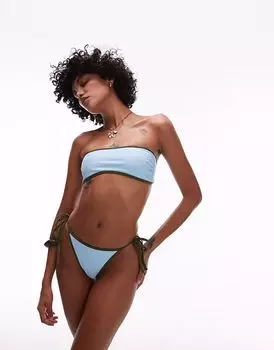 Плавки-стринги бикини Topshop LA синего и зеленого цвета