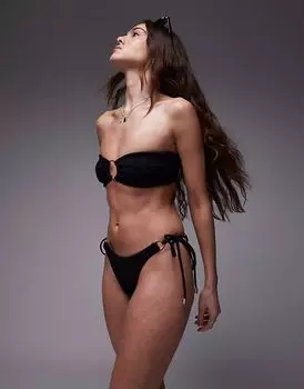 Плавки-стринги бикини Topshop Thailand черного цвета