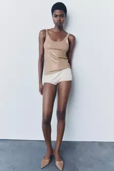 Плавный металлический топ ZARA, золотой