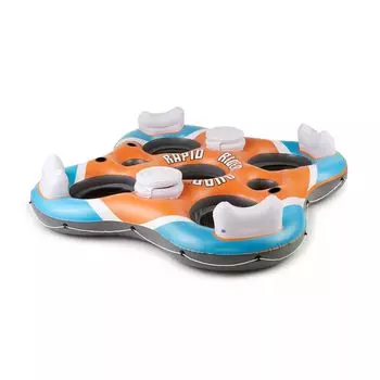 Плавучий островной плот Bestway Rapid Rider на 4 человека и трубка Rapid Rider на 2 человека Bestway