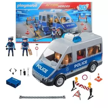 PLAYMOBIL Полицейская машина с блокпостом ACTION HEROES 71716 78 шт.