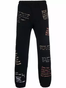 Pleasures брюки с принтом, черный