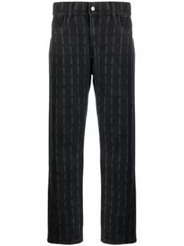 Pleasures прямые джинсы с логотипом, черный