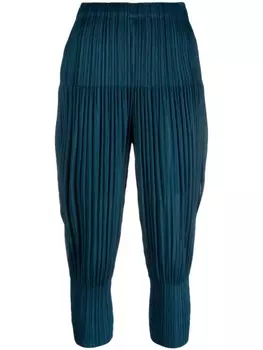 Pleats Please Issey Miyake cropped pleated trousers, синий
