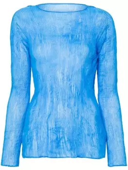 Pleats Please Issey Miyake футболка из шифона Twist January, синий