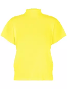 Pleats Please Issey Miyake футболка в рубчик с высоким воротником, желтый