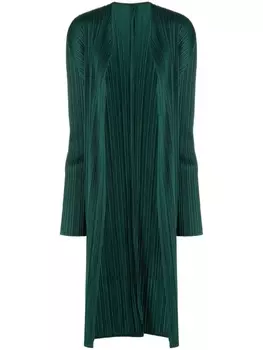 Pleats Please Issey Miyake кардиган-пальто без застежки, зеленый