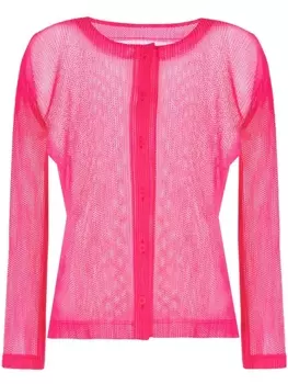 Pleats Please Issey Miyake open-knit cardigan, розовый