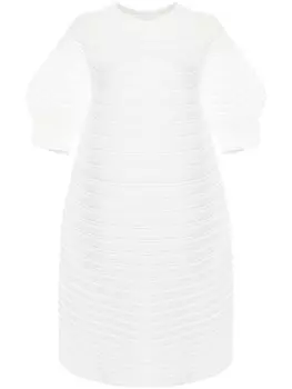 Pleats Please Issey Miyake платье миди в рубчик, белый