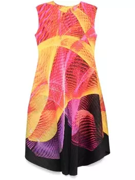 Pleats Please Issey Miyake платье миди с абстрактным принтом, розовый