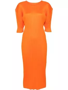 Pleats Please Issey Miyake платье миди Monthly Colors: July, оранжевый