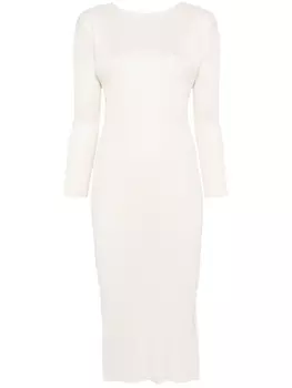 Pleats Please Issey Miyake платье миди со складками, белый