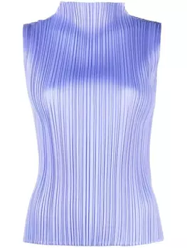 Pleats Please Issey Miyake плиссированная блузка без рукавов, синий