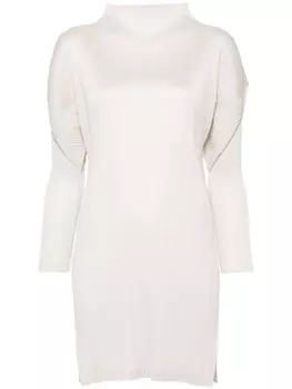 Pleats Please Issey Miyake плиссированная туника с боковыми разрезами, нейтральный цвет