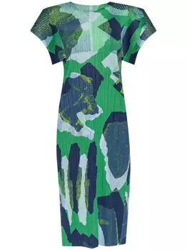 Pleats Please Issey Miyake плиссированное миди-платье, зеленый