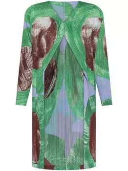 Pleats Please Issey Miyake плиссированное пальто, коричневый