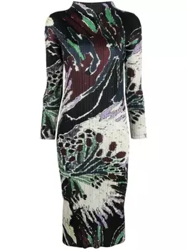 Pleats Please Issey Miyake плиссированное платье миди Frosty Forest, коричневый