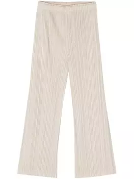 Pleats Please Issey Miyake плиссированные брюки прямого кроя, нейтральный цвет