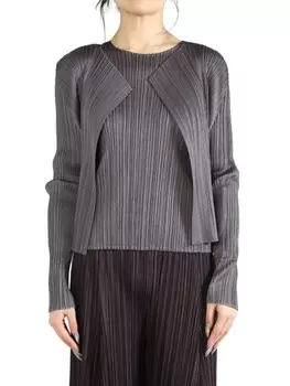 Pleats Please Issey Miyake плиссированный кардиган, серый