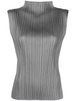 Pleats Please Issey Miyake плиссированный топ Mellow без рукавов, серый