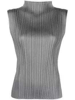 Pleats Please Issey Miyake плиссированный топ Mellow без рукавов, серый