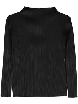 Pleats Please Issey Miyake топ с высоким воротником, черный