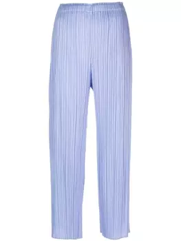 Pleats Please Issey Miyake укороченные плиссированные брюки с завышенной талией, синий