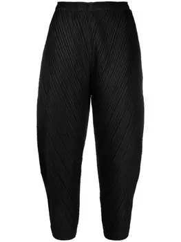 Pleats Please Issey Miyake укороченные плиссированные брюки, черный
