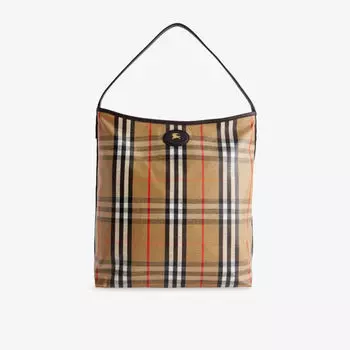 Плечевая сумка Burberry Highlands из смесовой вощеной хлопчатобумажной ткани, желтый