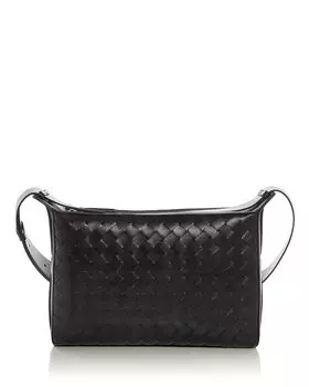 Плечевая сумка из кожи Intrecciato Bottega Veneta, черный