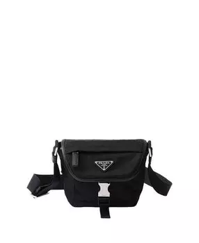 Плечевая сумка из переработанного нейлона и кожи Saffiano Prada, черный