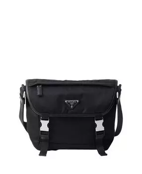 Плечевая сумка из переработанного нейлона и кожи Saffiano Prada, черный