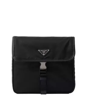 Плечевая сумка из переработанного нейлона и кожи Saffiano Prada, черный