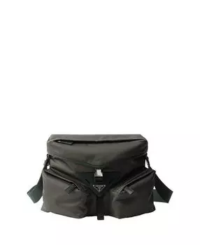 Плечевая сумка из переработанного нейлона и кожи Prada, зеленый