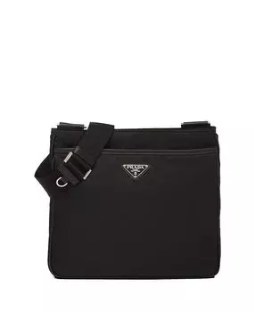 Плечевая сумка из Re-Nylon и сафьяно. Prada, черный