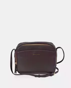 Плечевой ремень из кожи баклажанового цвета Pierre Cardin, пурпурный