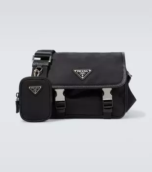 Плечо из переработанного нейлона Prada, черный
